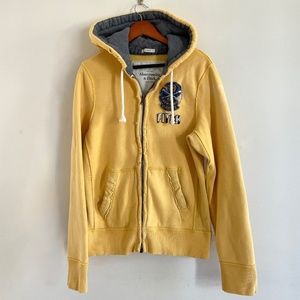 Abercrombie Fitch Men M Y2K Full Zip Hoodie Heavyweight Thick Logo  Distressed